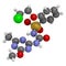 Triasulfuron herbicide molecule. 3D rendering. Atoms are represented as spheres with conventional color coding: hydrogen (white),