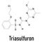 Triasulfuron herbicide molecule. Skeletal formula. Chemical structure