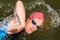 Triathlete in front crawl swimming