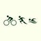 Triathlon activity icons - swimming, running, bike.