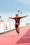 Triathlon competition in Baku. Athlet finish run