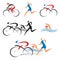 Triathlon cycling fitness icons