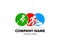 Triathlon event logo, swim, run and bike icons