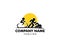 Triathlon event logo, swim, run and bike icons