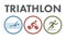 Triathlon logo and icon. Swimming, cycling, running symbols