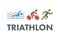 Triathlon logo and icon. Swimming, cycling, running symbols