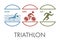 Triathlon logo and icon. Swimming, cycling, running symbols