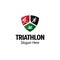 Triathlon running cycling swimming sport logo vector inspiration