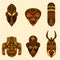 Tribal african masks vector set