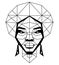 Tribal African simple line abstract Portrait symmetrical Geometrical Cubic style low poly drawing style for logo or poster