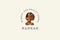 Tribal African woman black skin ethnic accessories boho logo design template vector flat