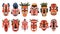 Tribal african wooden totem mask set, tiki maskface wooden ethnic sculpture