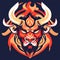 Tribal angry bison head. Vector illustration isolated on dark background generative AI