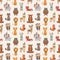 Tribal animal seamless pattern. Ethnic style animals vector texture