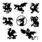 Tribal China Dragon Animal Mammal Tattoo Black Silhouette Vector