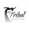 Tribal dance logo. Emblem with dancing woman for school, festival, party, event, classes.