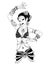 Tribal Dancer or Belly Dancer Girl in Hand Drawn Style.