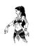Tribal Dancer or Belly Dancer Girl in Hand Drawn Style. Vector Illustration for Your Design.