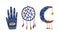 Tribal Ethnic Elements with Dreamcatcher and Hand Palm with Eye Vector Set