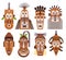 Tribal ethnic mask vector icons