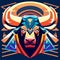 Tribal head of the buffalo. Colorful vector illustration. Generative AI