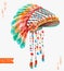 Tribal indian hat, watercolor background