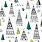 Tribal indian wigwam pattern. Doodle childish minimalist background.Vector Illustration