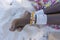 Tribal masai leg with a colorful bracelet, close up. Zanzibar, Tanzania, Africa