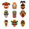 Tribal masks set