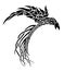 Tribal tattoo art with black fantasy bird
