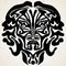 Tribal tattoo with the god mask. Authentic artwork with a symbol of the totem. Vector Graphics clipart Tattoos like Maui