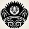 Tribal tattoo with the sun. Authentic artwork with a symbol of the totem. Vector Graphics clipart Tattoos like Maui