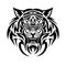 Tribal tiger head tattoo design. Ferocious tiger vector illustration.
