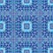 Tribal vector seamless pattern. Blue geometric ornamental background. Ethnic repeat decorative backdrop. Geometrical