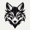 Tribal Wolf Head: A Bold Black-and-white Graphic With Engraved Line-work