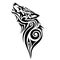 Tribal wolf tattoo that incorporates elements of both strength and grace black and white vector illustration