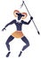 Tribal zodiac. Aries. Man with ram head and spear in hand dancing a tribal dance