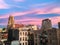 Tribeca, New York City overlooking pink skyline