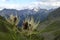 Tribulaun group mountains from Stubai high-altitude hiking trail, lap 8 in Tyrol, Austria