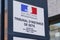 Tribunal d`instance text sign on building towns means in french justice district court in