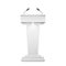 Tribune Isolated Vector. White Clean Podium Tribune Rostrum Stand. With Microphones. Illustration