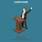 Tribune speech business politics concept flat 3d web isometric