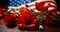 Tribute to American Soldiers Red Poppies with USA Flag Day of Remembrance and Independence