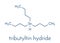 Tributyltin hydride molecule. Organotin reagent, used in organic synthesis. Skeletal formula.