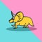 Triceratops cute hand drawn cartoon isolated on punchy pastel colors.