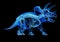 Triceratops skeleton x-ray  on black background