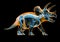 Triceratops skeleton x-ray  on black background