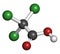 Trichloroacetic acid (TCA) molecule. Used in dermatological treatment of warts and related skin conditions