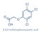 Trichlorophenoxyacetic acid 2,4,5-T herbicide molecule synthetic auxin. Skeletal formula.