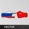trick russia attack china hand gesture colored icon. Elements of flag illustration icon. Signs and symbols can be used for web,
